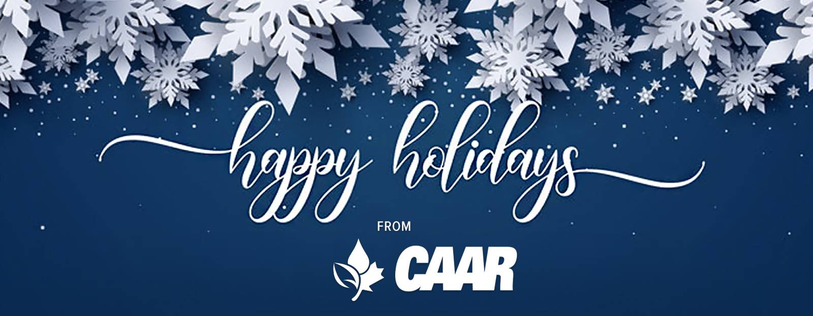 Banner for Happy Holidays from CAAR