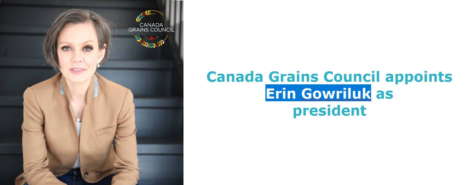 Banner for Erin Gowriluk to lead Canada Grains Council