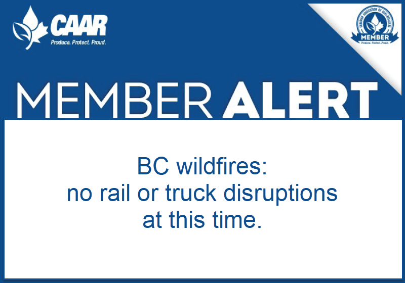 Banner for CAAR sharing Transport Canada Updates on BC Wildfires