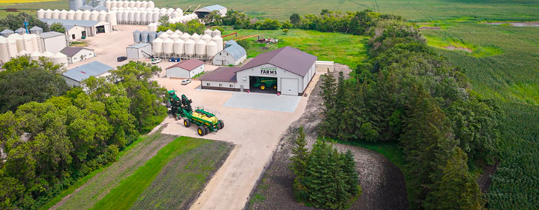 Aerial view of farm