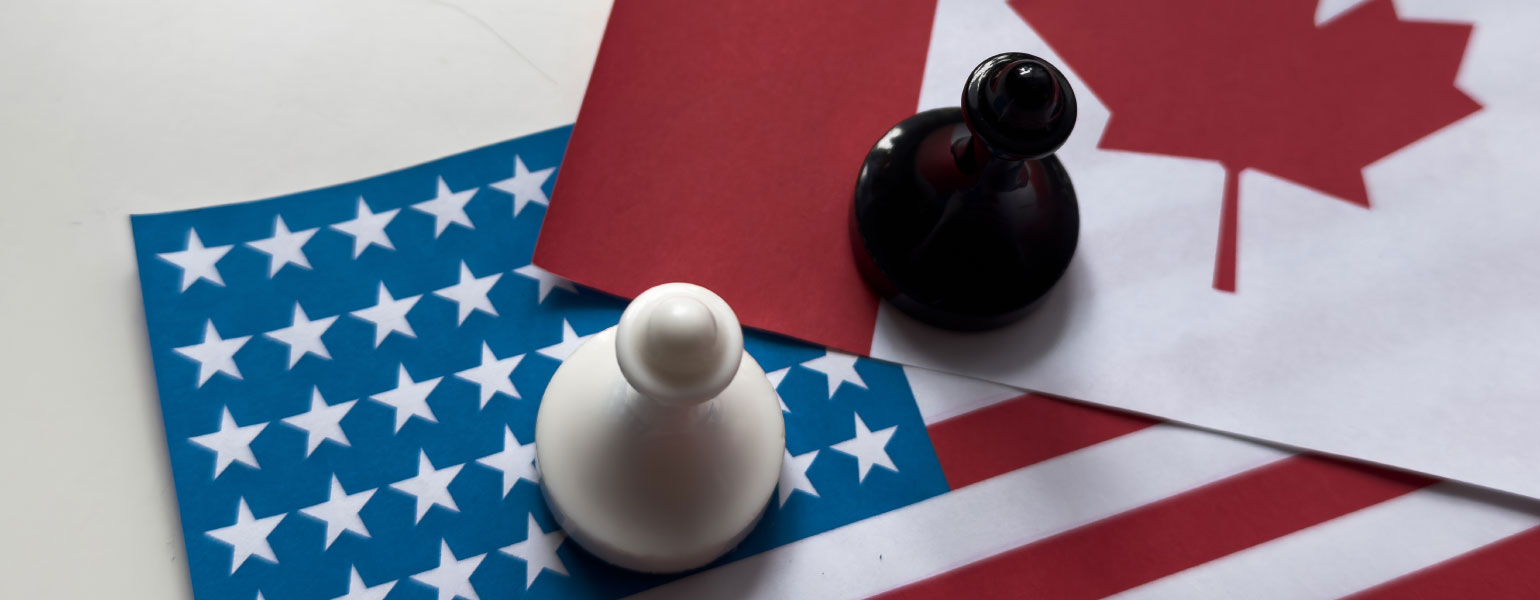 241328910_l@2x USA flag and Canada flag with chess pieces on a white background