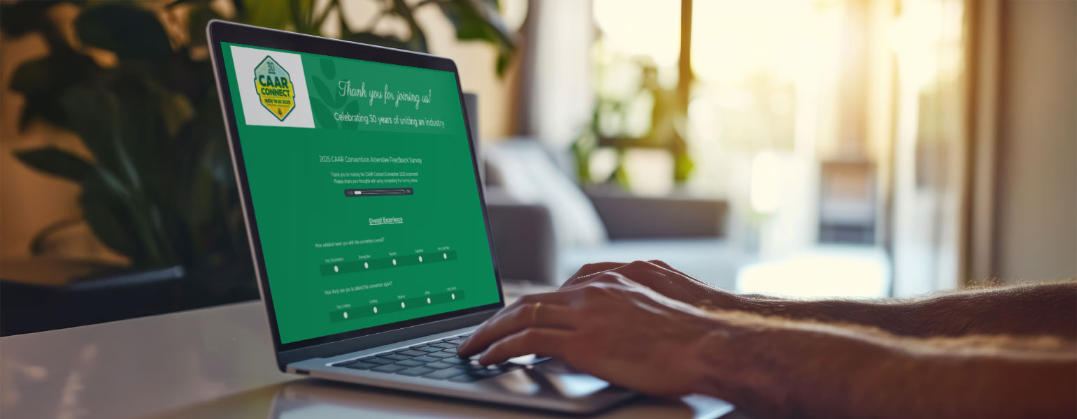 Person on laptop, doing online survey